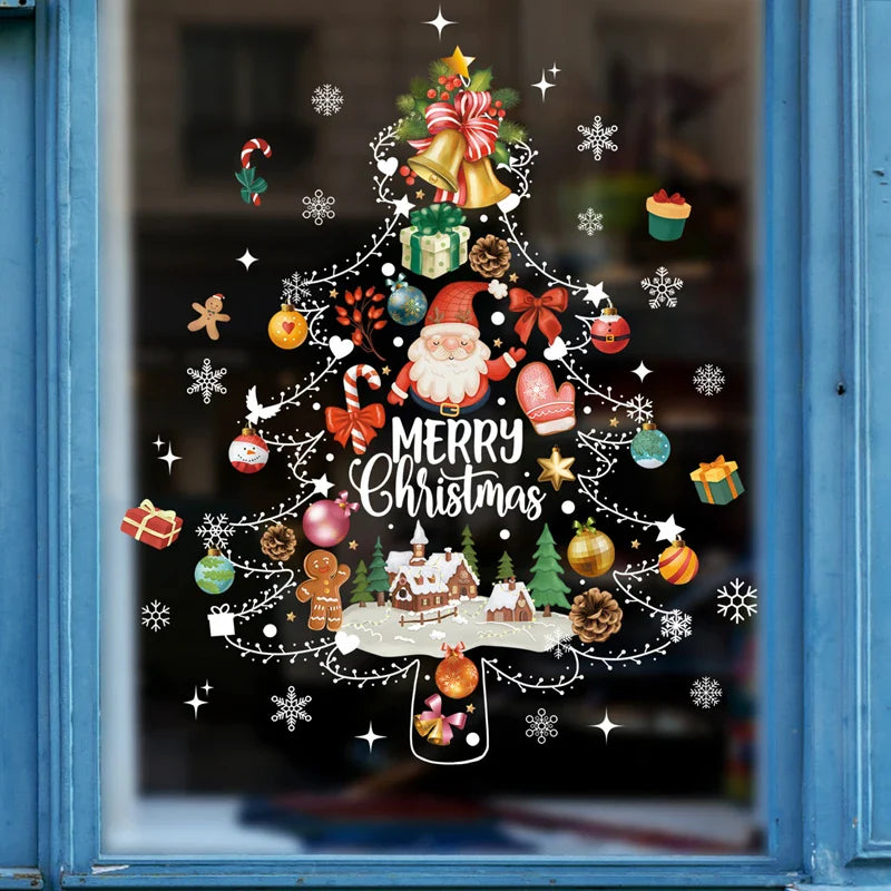 Window Decoration - Festive Decoration with Santa Claus and Animals for a Cozy Christmas