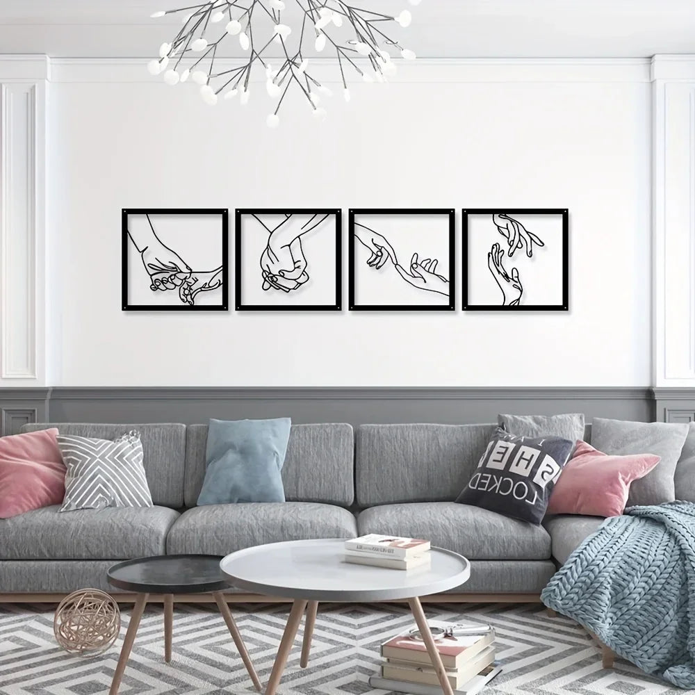 Connected Hands Metal Wall Decoration – Minimalistic and Unifying