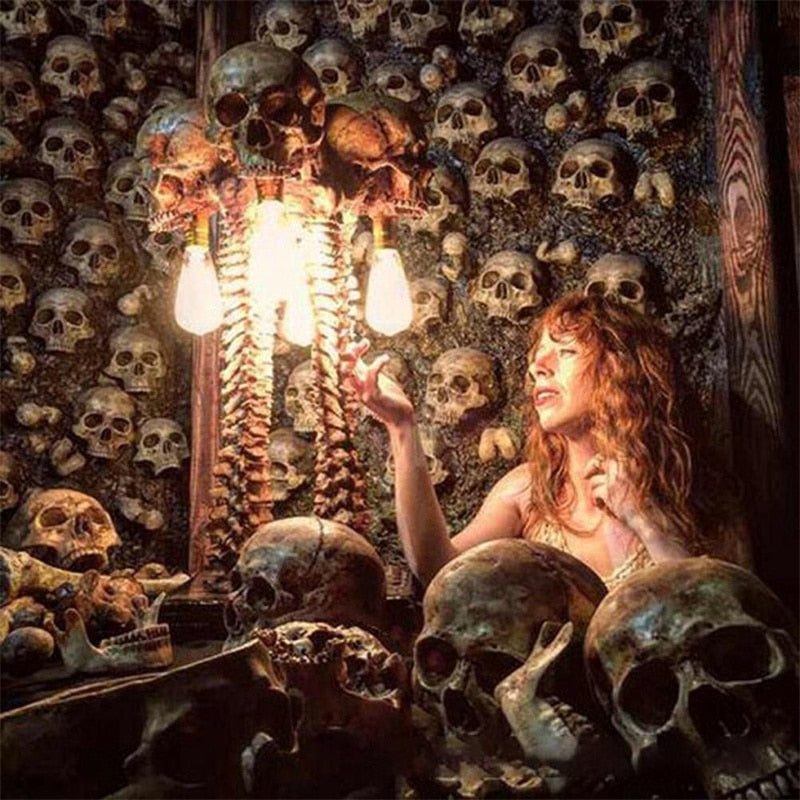 Skull Lamp with Spine – Mystical and Unique Interior Piece
