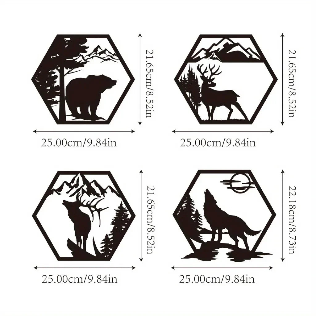 Wilderness Geometric Wall Decoration – Animals and Mountains