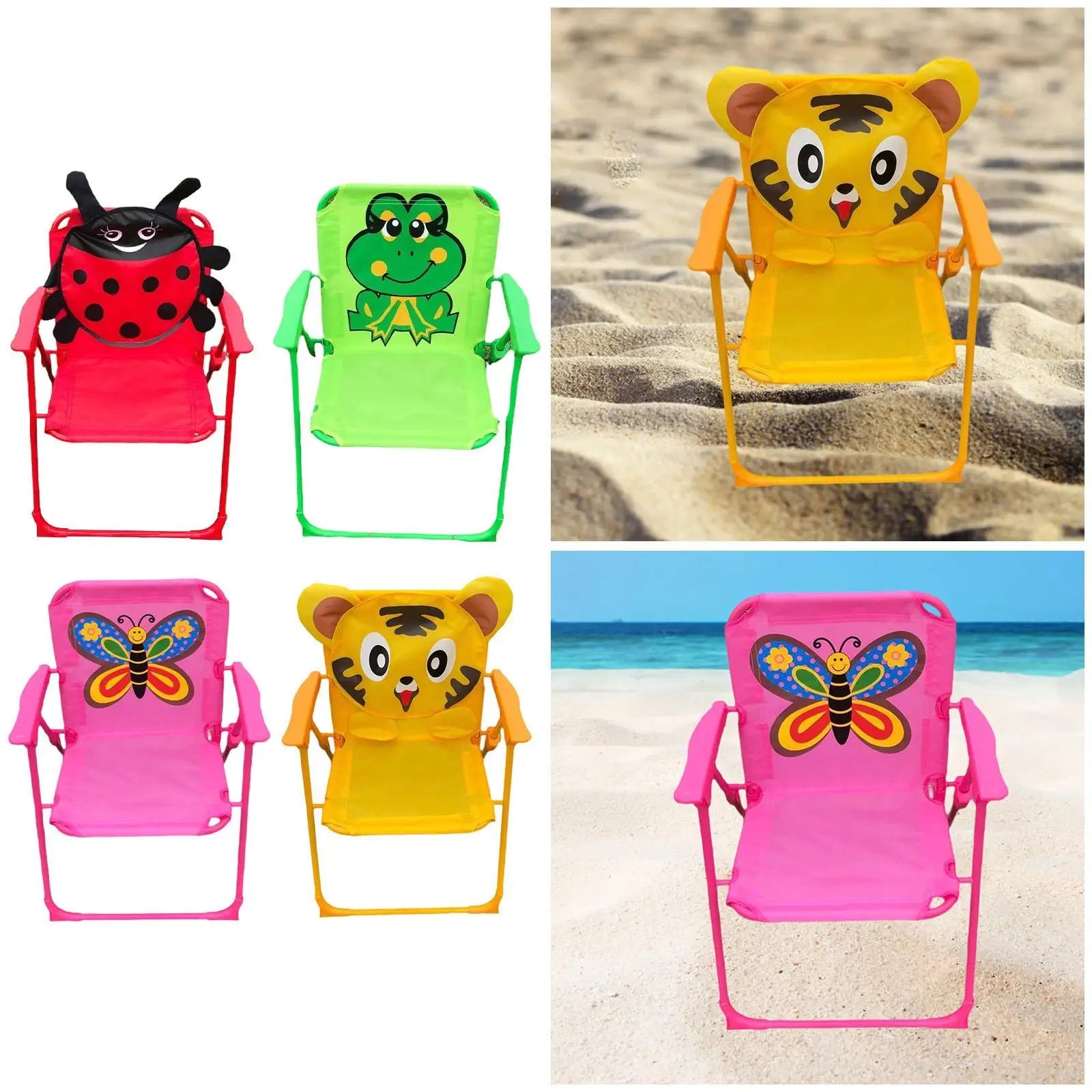 Foldable Children's Chair with Animal Print - Lightweight and Ideal for Outdoor Activities