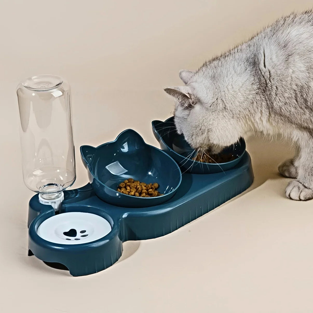 Cat Food and Water Bowl with Ear Design - Comfortable and Playful Eating Experience