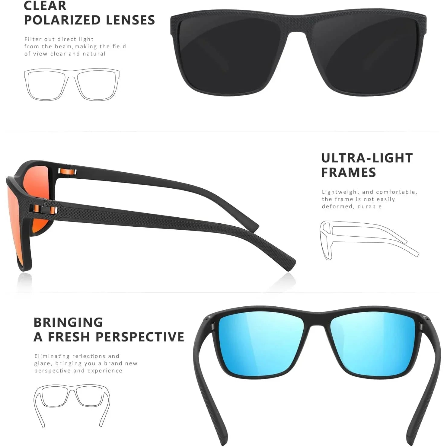 AquaShield Polarized Sunglasses 3-Pack – Protected and Stylish