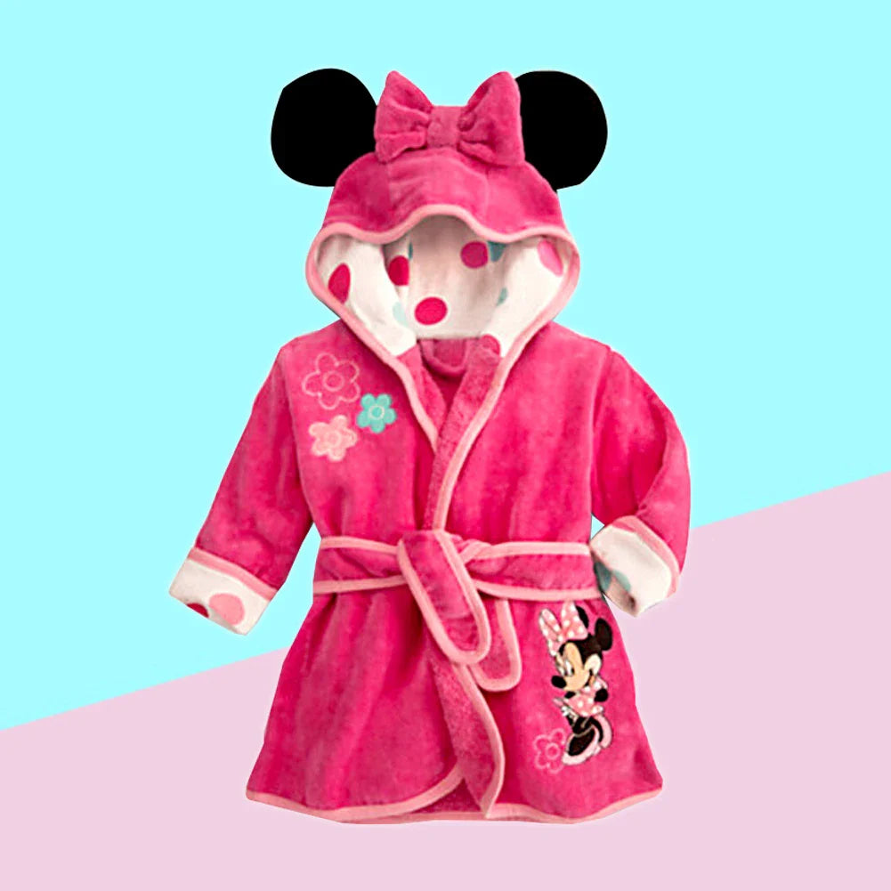 Soft Children's Bathrobe with Ears and Bow - Warm and Comfortable Nightwear
