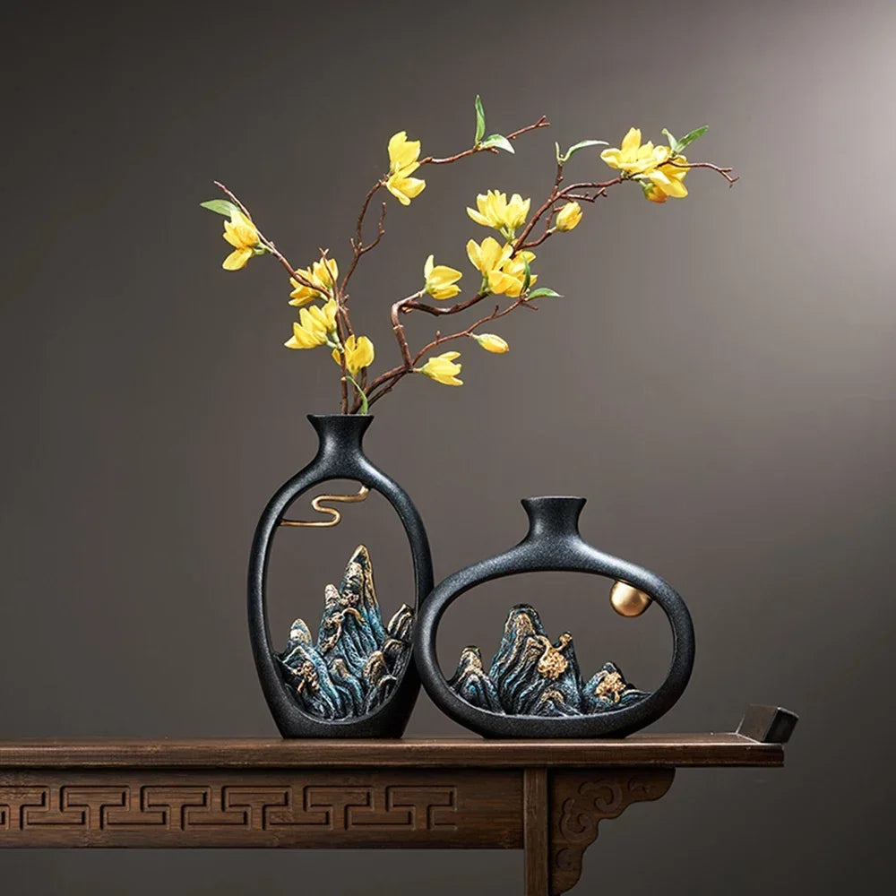 Eastern Mountain Landscape Vases - Artistic and Exotic