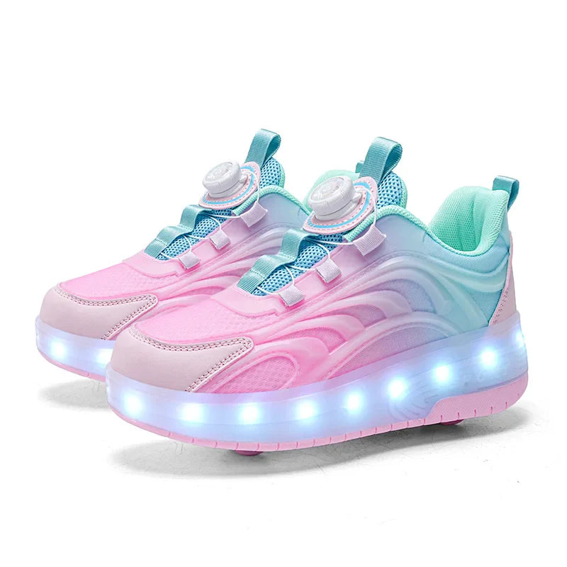 LED Light Roller Skate Shoes for Kids – Illuminated Sneakers for Boys and Girls with USB Rechargeable Wheels