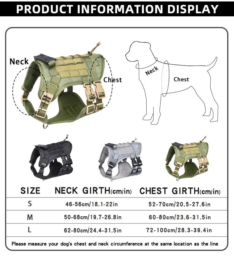 Tactical Dog Harness - Sturdy and Adjustable for Active Dogs