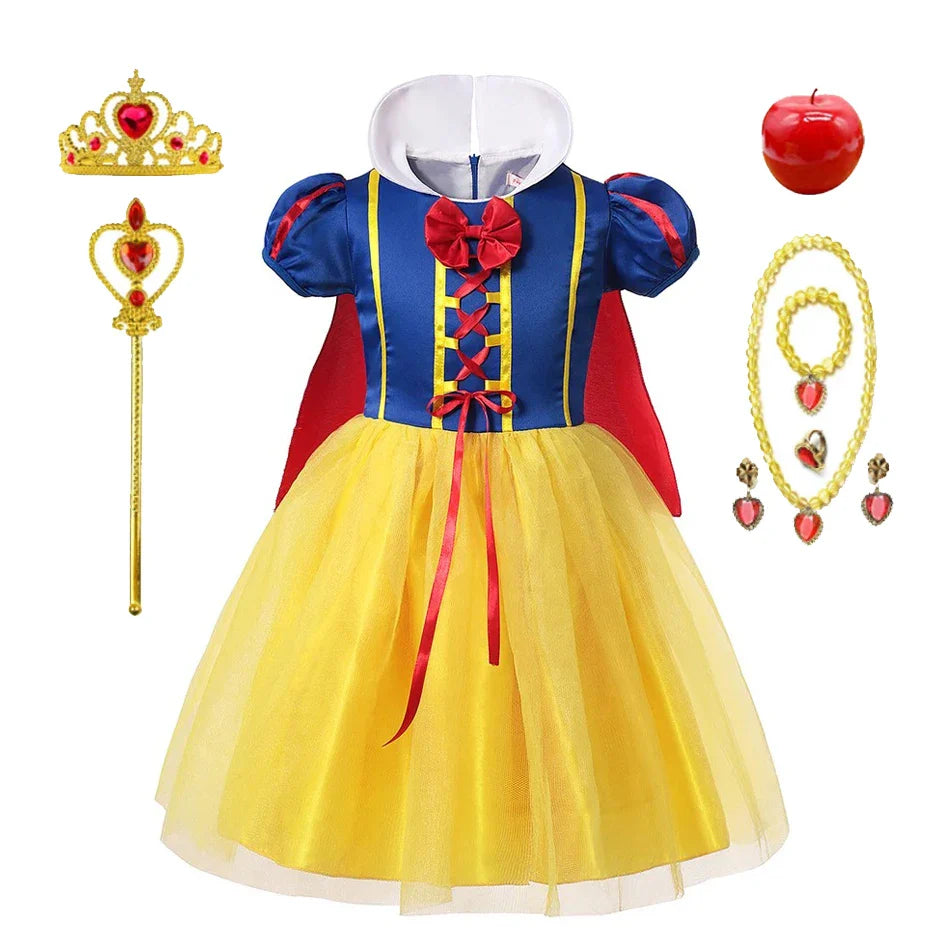 Snow White Princess Dress – With Cape, Tiara, and Magical Accessories