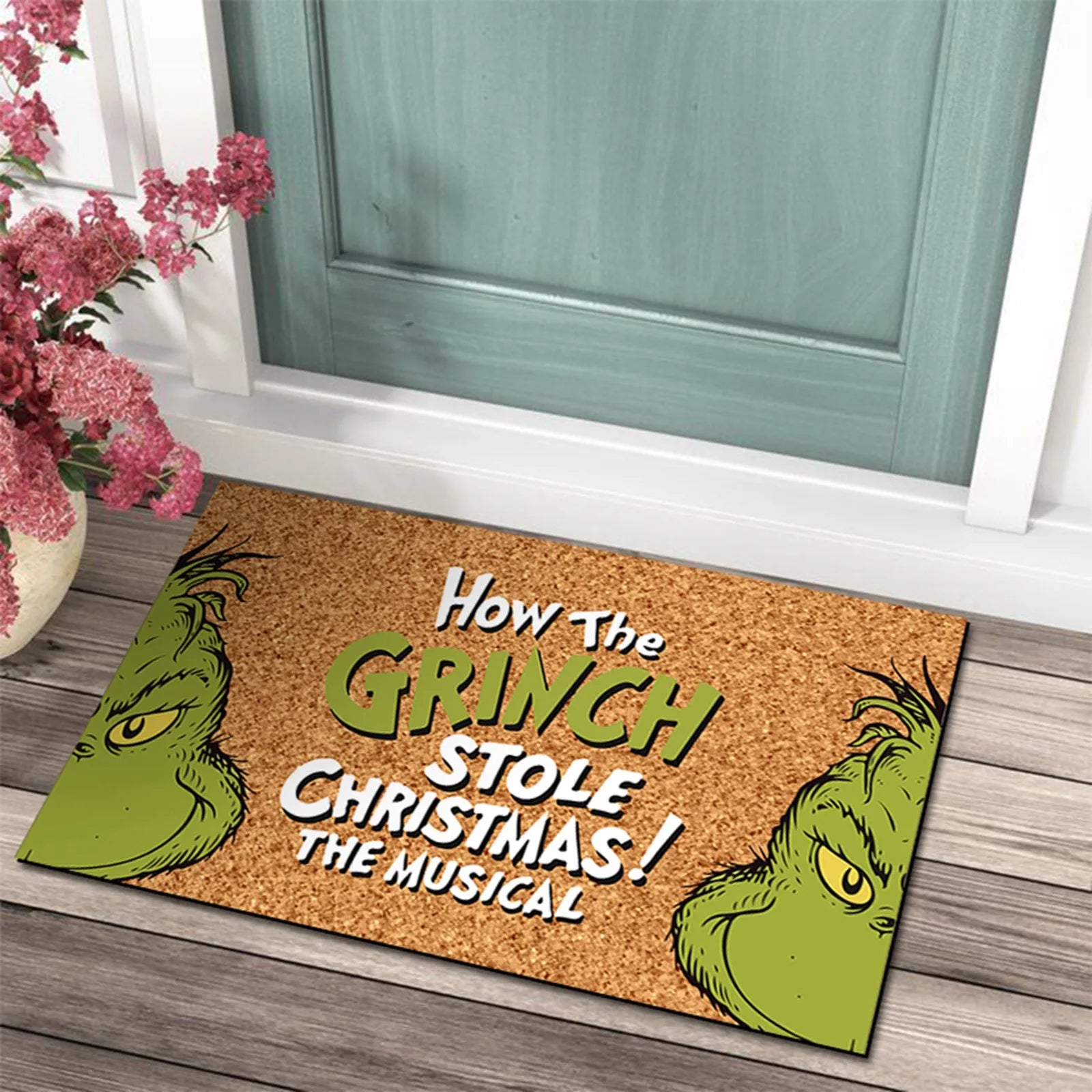 Christmas Door Mat with Grinch Design - A Cheerful Welcome for the Holidays