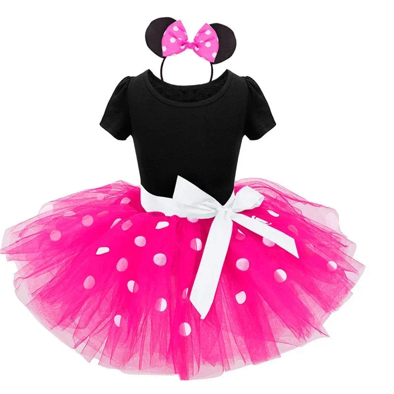 Minnie Mouse Costume for Girls – Polkadot Dress with Headband and Bow