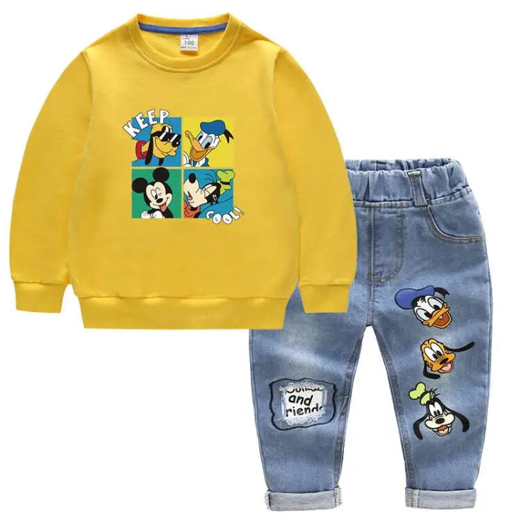Kids Clothing Set – Mickey Mouse Print T-shirt and Jeans