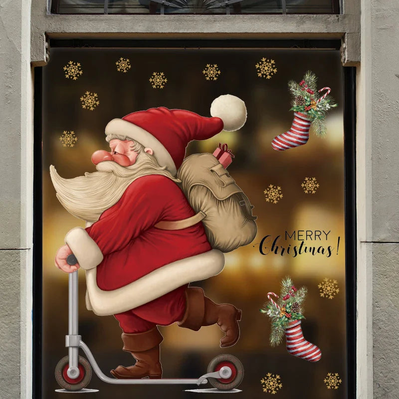 Window Decoration - Festive Decoration with Santa Claus and Animals for a Cozy Christmas