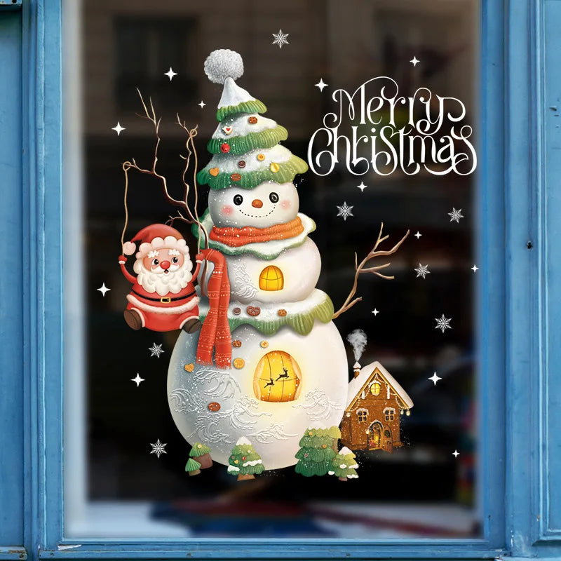 Window Decoration - Festive Decoration with Santa Claus and Animals for a Cozy Christmas