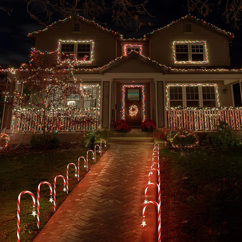 Christmas Solar-Powered Candy Cane Lights - Radiant Decoration for Festive Evenings