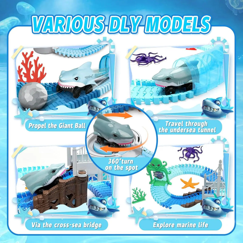 Electric Shark Rail Car Puzzle Set – Creative Building Toy for Children