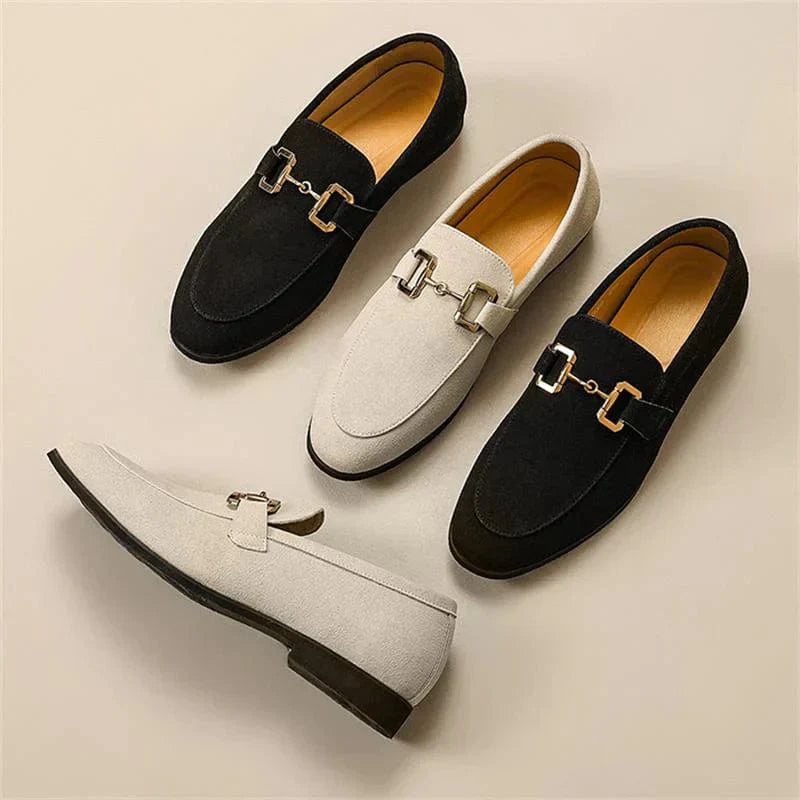 Nero - Suede Loafers with Metal Buckle