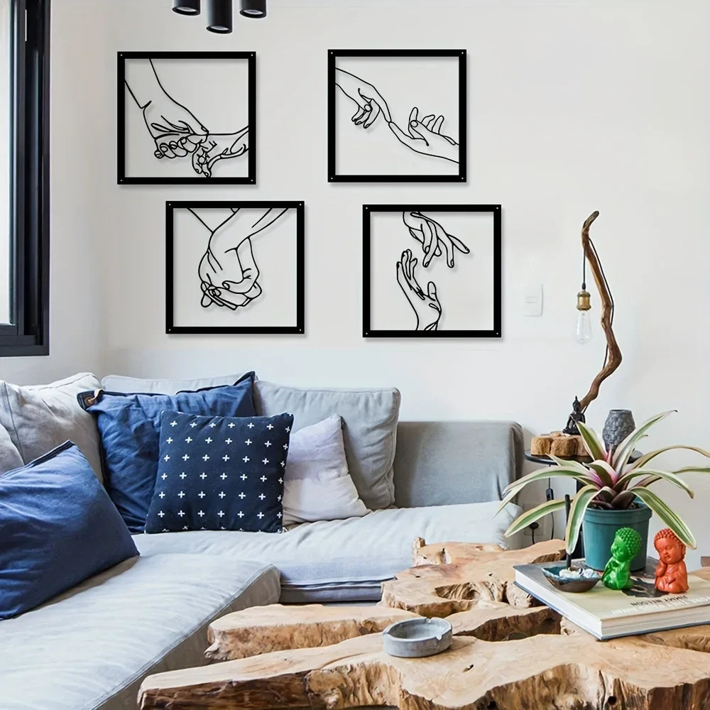 Connected Hands Metal Wall Decoration – Minimalistic and Unifying