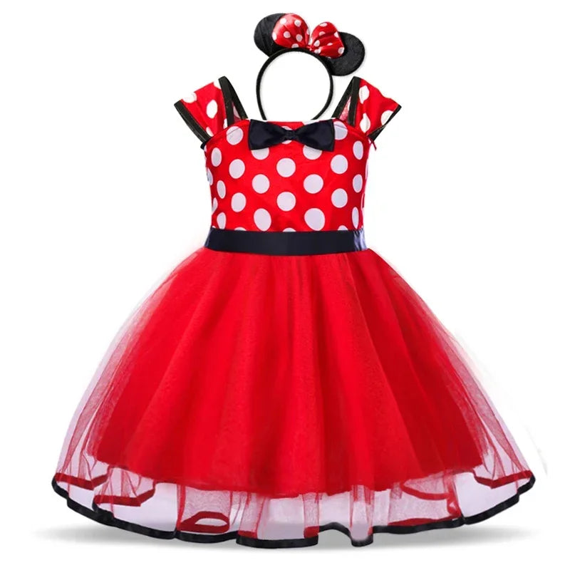 Minnie Mouse Costume for Girls – Polkadot Dress with Headband and Bow