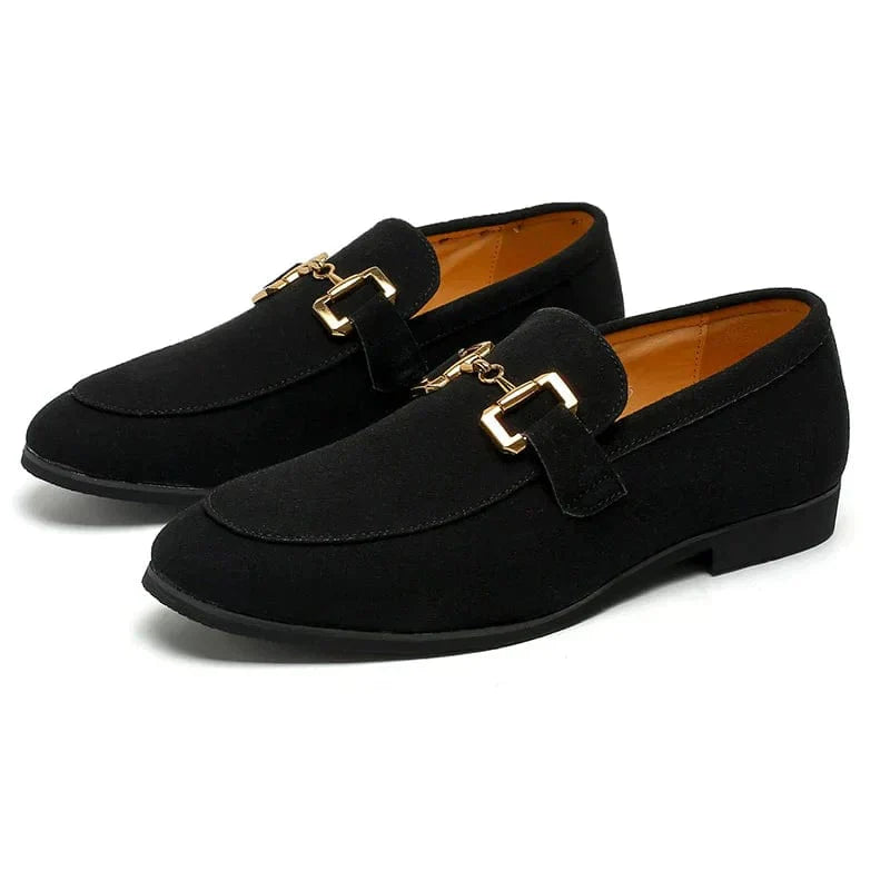 Nero - Suede Loafers with Metal Buckle