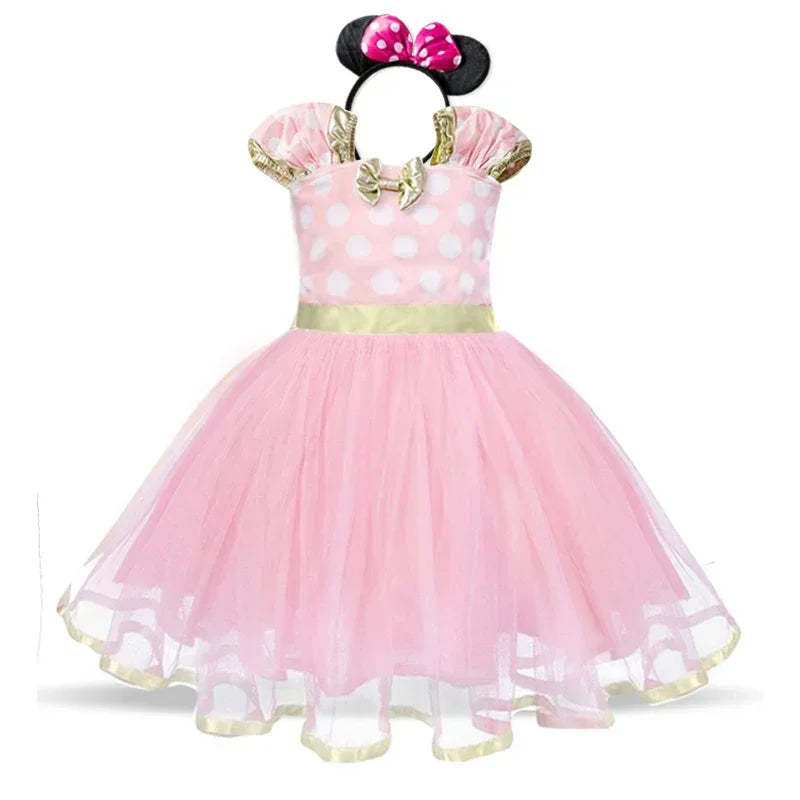 Minnie Mouse Costume for Girls – Polkadot Dress with Headband and Bow