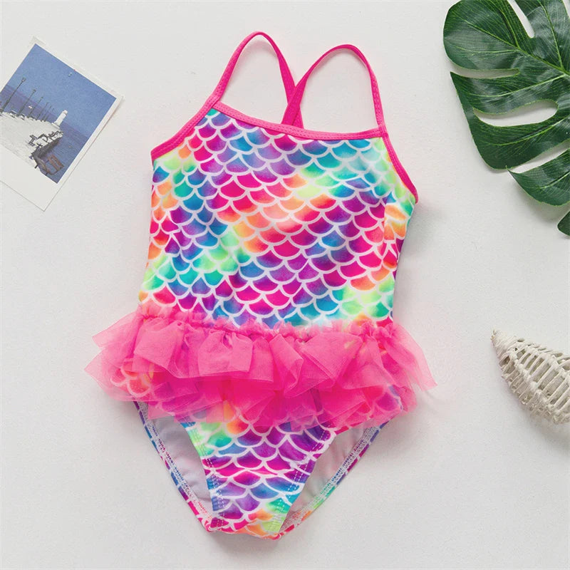 Girls' Swim Outfit with Mermaid and Unicorn Designs – Perfect for Children Aged 4-8 Years