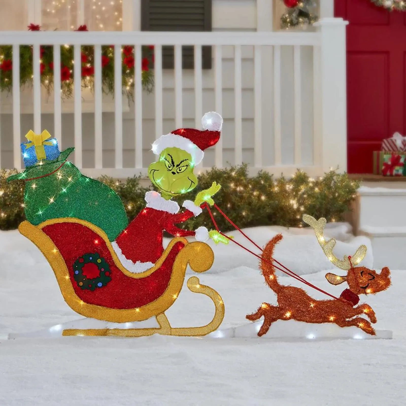 Grinch Christmas Decoration - Cheerful Garden Lighting for the Holidays