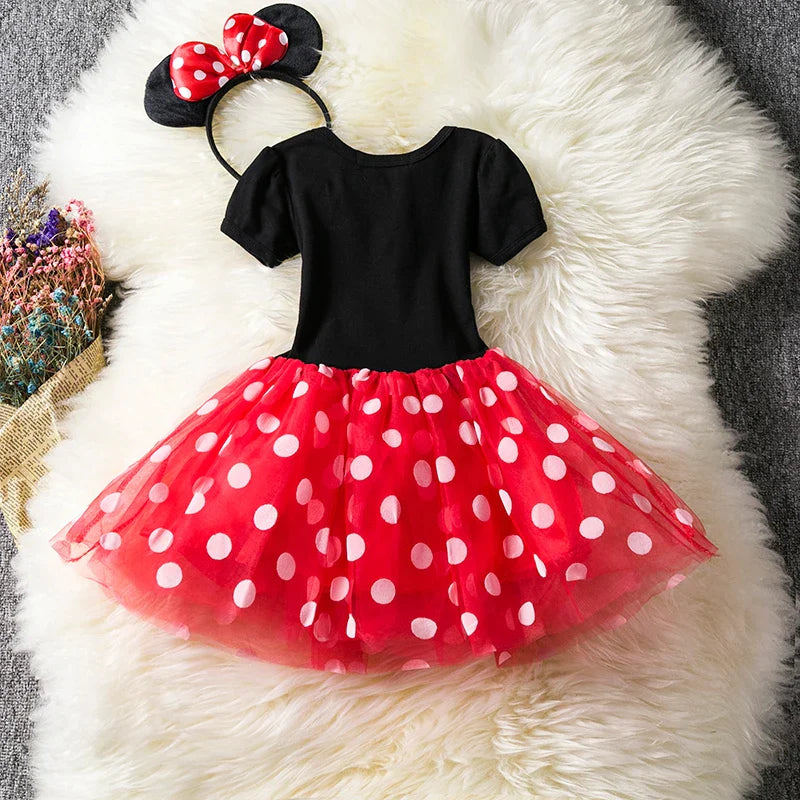 Minnie Mouse Costume for Girls – Polkadot Dress with Headband and Bow