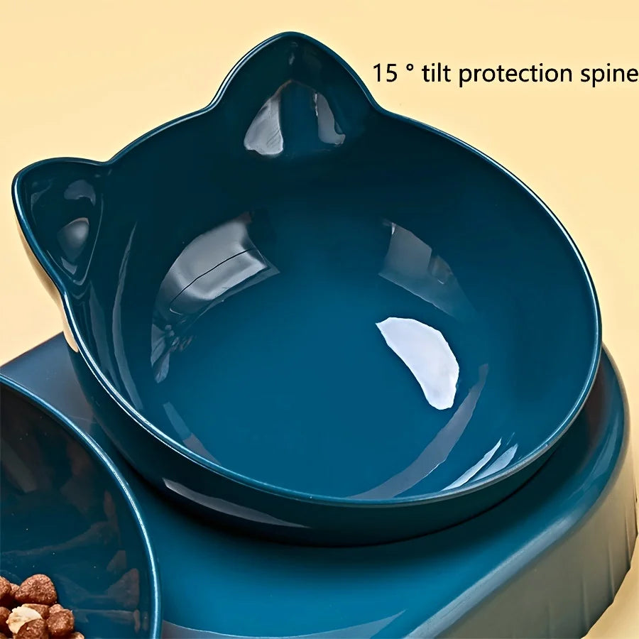 Cat Food and Water Bowl with Ear Design - Comfortable and Playful Eating Experience
