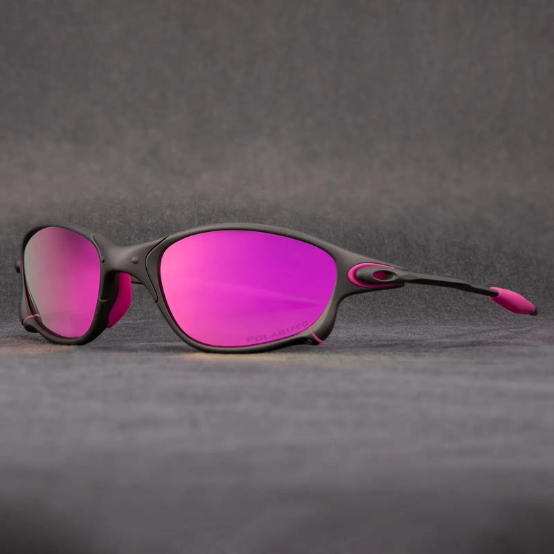 Sporty Polarised Sunglasses – Metallic Frame with Red Lenses