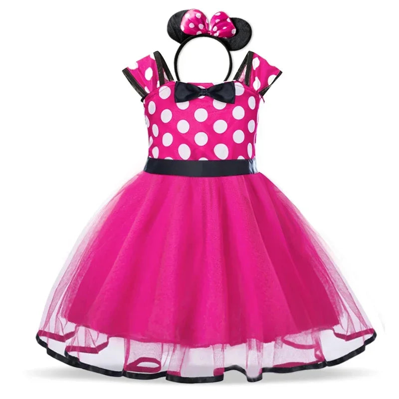 Minnie Mouse Costume for Girls – Polkadot Dress with Headband and Bow