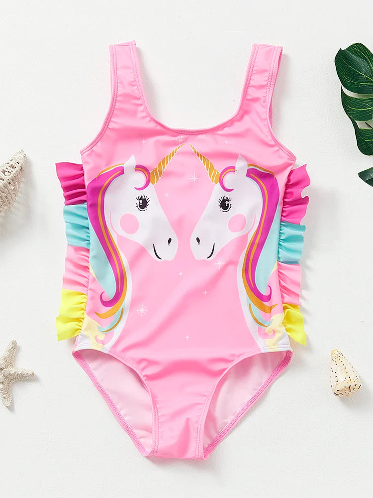 Girls' Swim Outfit with Mermaid and Unicorn Designs – Perfect for Children Aged 4-8 Years