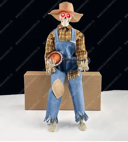 Halloween Skeleton with Banjo – Glowing Decoration with Sound