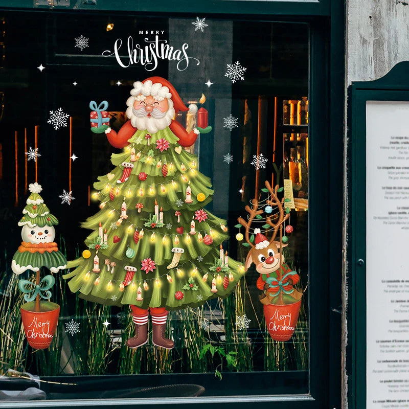 Window Decoration - Festive Decoration with Santa Claus and Animals for a Cozy Christmas