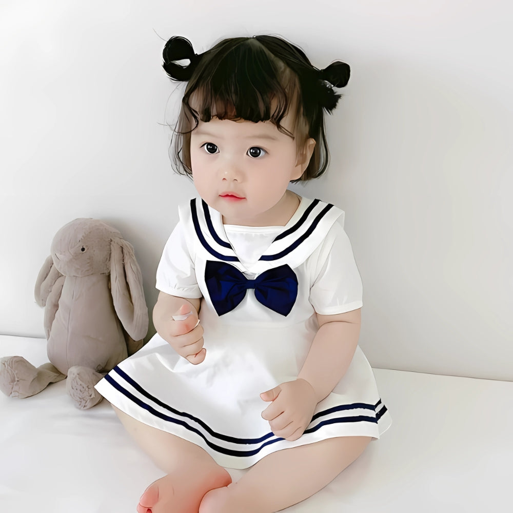 Marine Baby Dress with Bow – Cute and Comfortable Summer Design