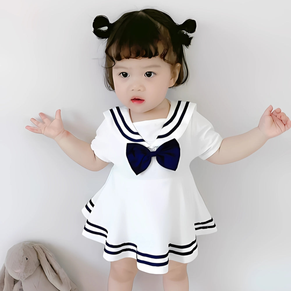 Marine Baby Dress with Bow – Cute and Comfortable Summer Design