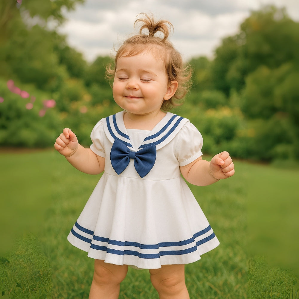 Marine Baby Dress with Bow – Cute and Comfortable Summer Design