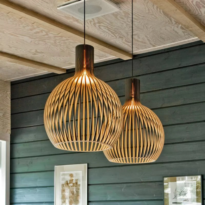 Natura Orb Pendant Lamp – Organic Wooden Design for Cozy Interiors