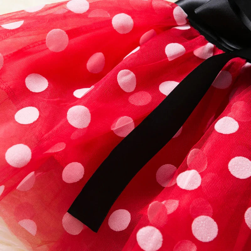 Minnie Mouse Costume for Girls – Polkadot Dress with Headband and Bow