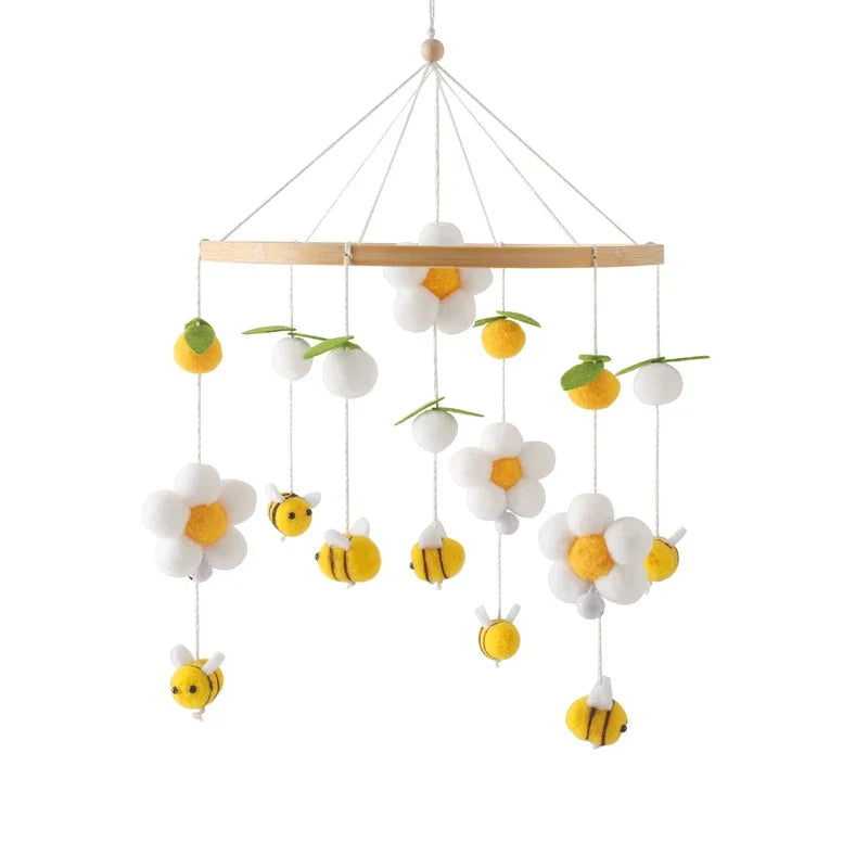 Wooden Crib Mobile with Felt Bears – Soothing and Stylish Baby Accessory