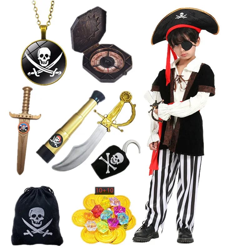 Adventure Pirate Outfit for Children – Classic Striped Set with Accessories
