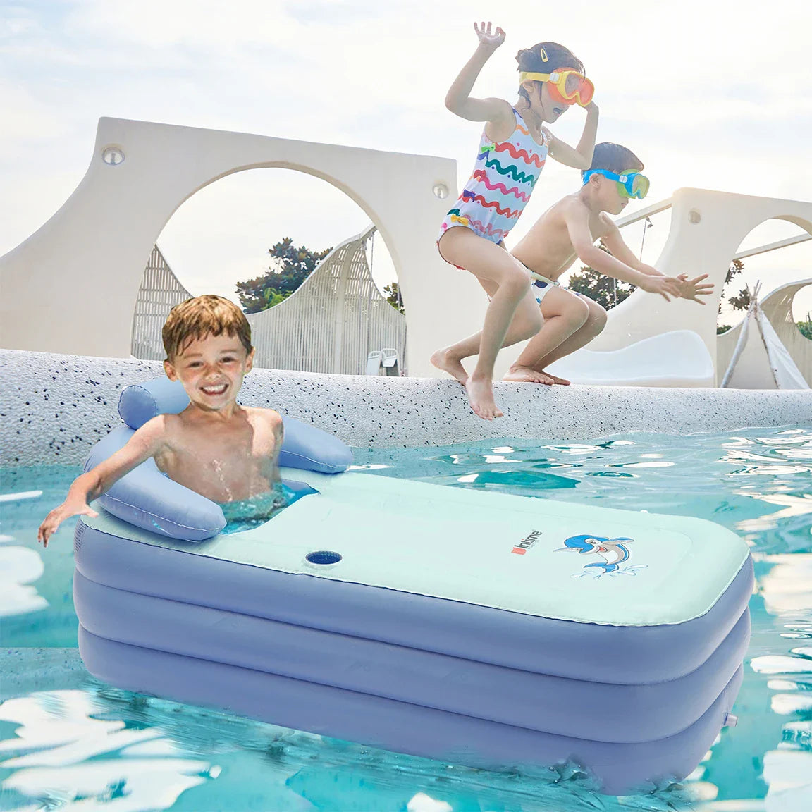 Inflatable Baby Bath with Pillow Support – Comfortable and Safe Pool for Babies