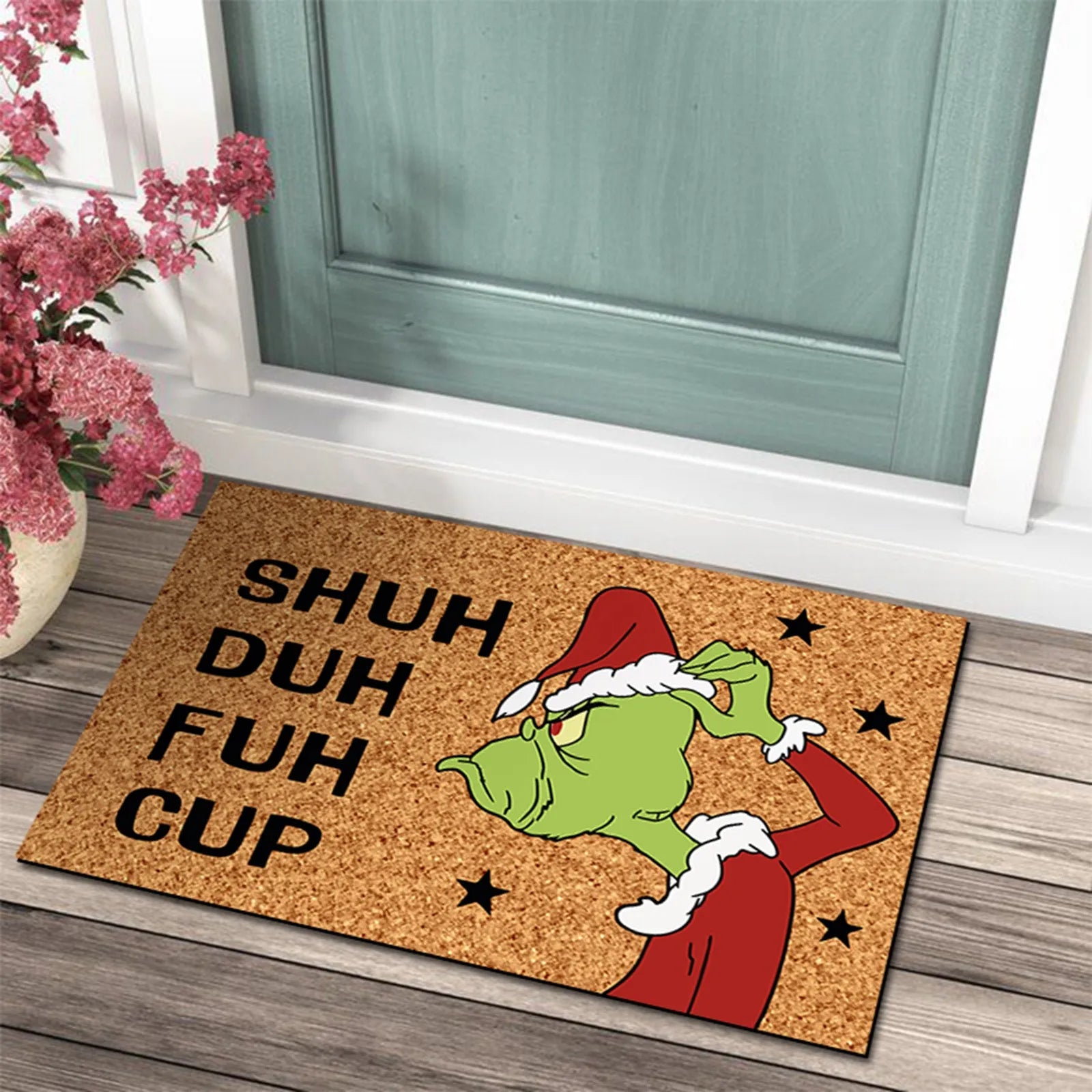 Christmas Door Mat with Grinch Design - A Cheerful Welcome for the Holidays