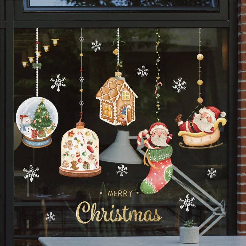 Window Decoration - Festive Decoration with Santa Claus and Animals for a Cozy Christmas