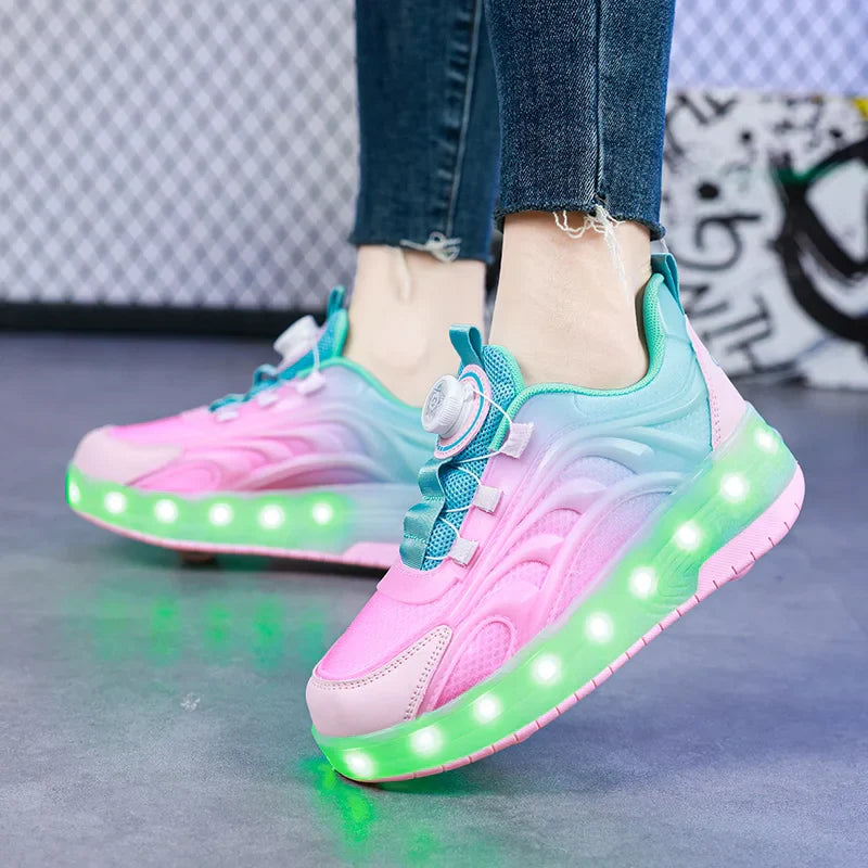 LED Light Roller Skate Shoes for Kids – Illuminated Sneakers for Boys and Girls with USB Rechargeable Wheels