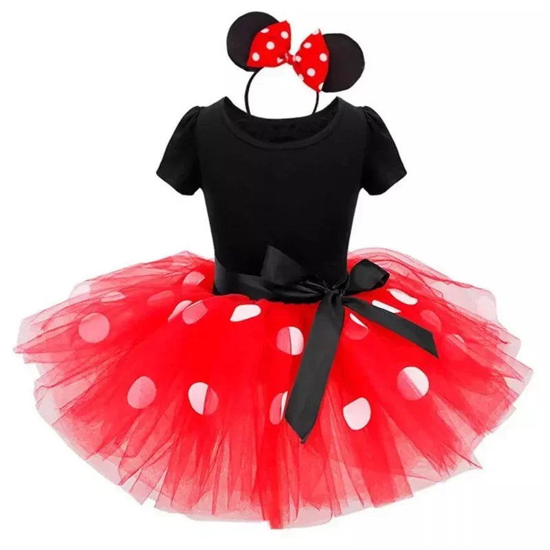 Minnie Mouse Costume for Girls – Polkadot Dress with Headband and Bow