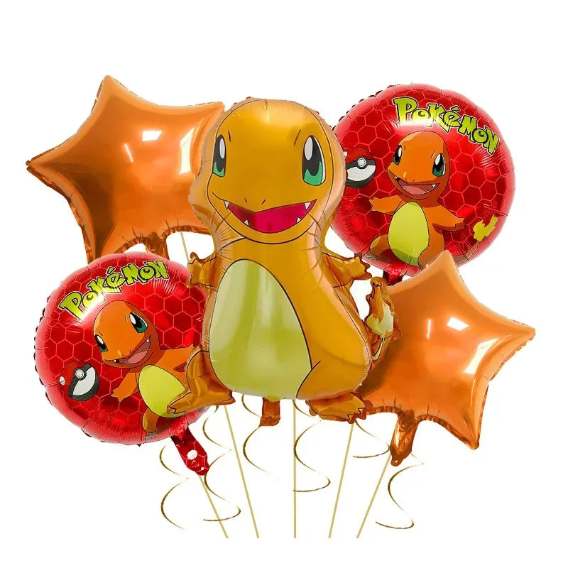 Pikachu and Charmander Aluminum Balloons – Party Decoration for Pokémon Fans