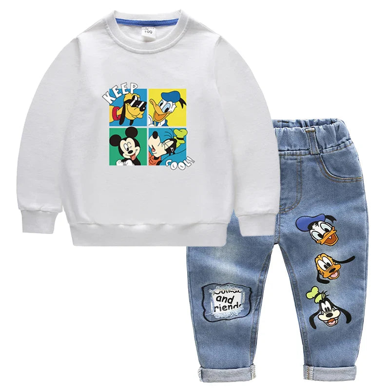 Kids Clothing Set – Mickey Mouse Print T-shirt and Jeans