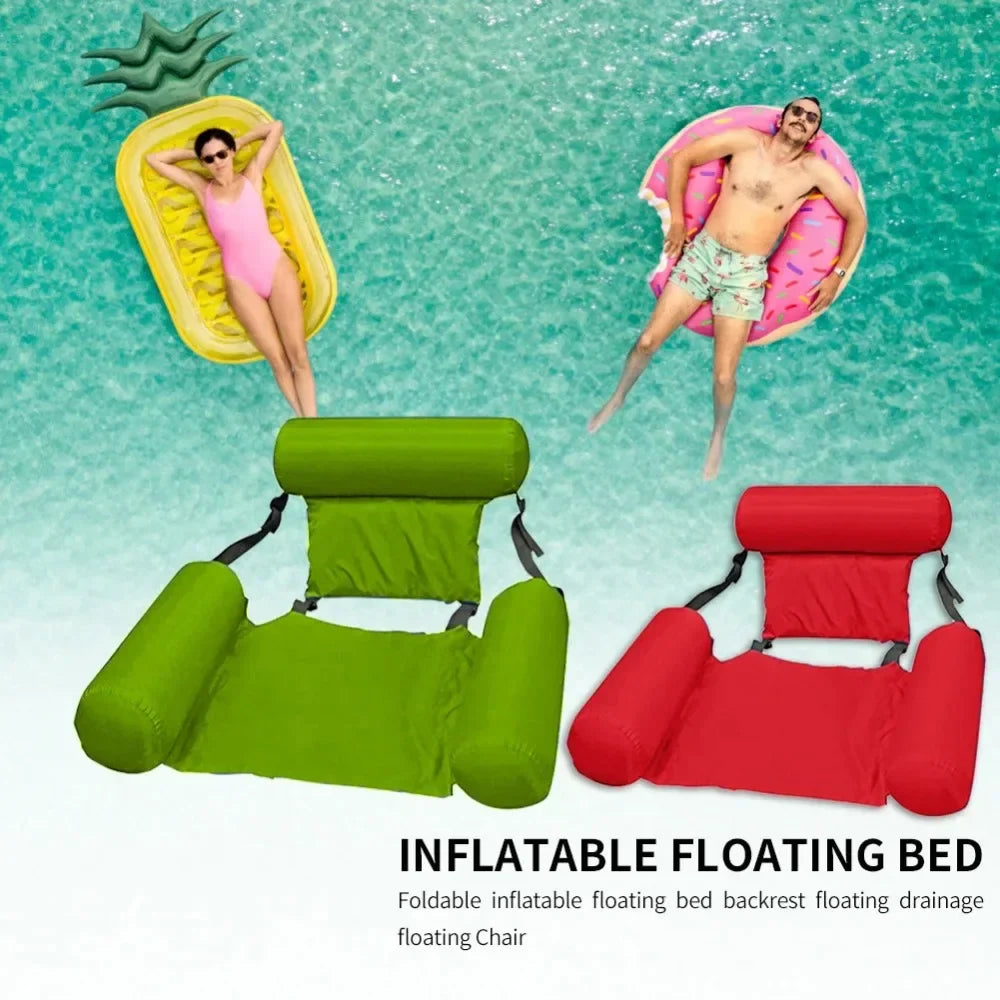 Luxury Inflatable Water Chair with Backrest - Floating Lounge Chair for Pool and Lake