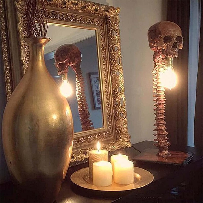 Skull Lamp with Spine – Mystical and Unique Interior Piece