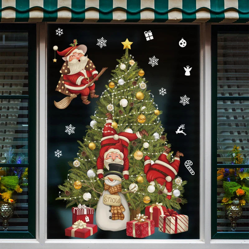 Window Decoration - Festive Decoration with Santa Claus and Animals for a Cozy Christmas